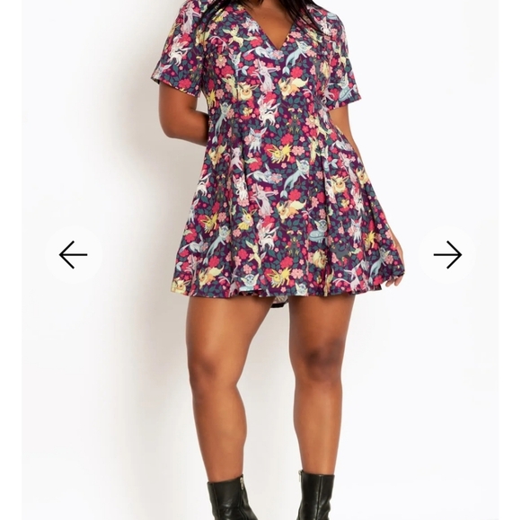 Blackmilk Pokemon Eevee Evolution Floral V Dress Size Large NWOT - Picture 7 of 9